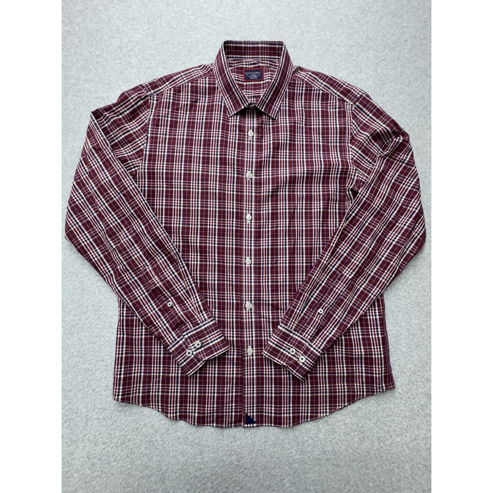UNTUCKit Shirt Mens Large Plaid Chevalier WF‎ Slim Fit Wrinkle Free Button Down